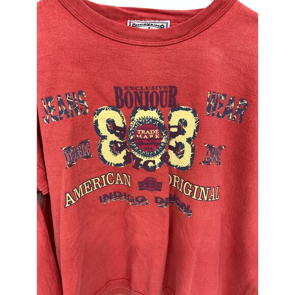 Vintage 90s Bonjour Jeans Wear Coral Sweatshirt OS Made in the USA - Picture 2 of 6